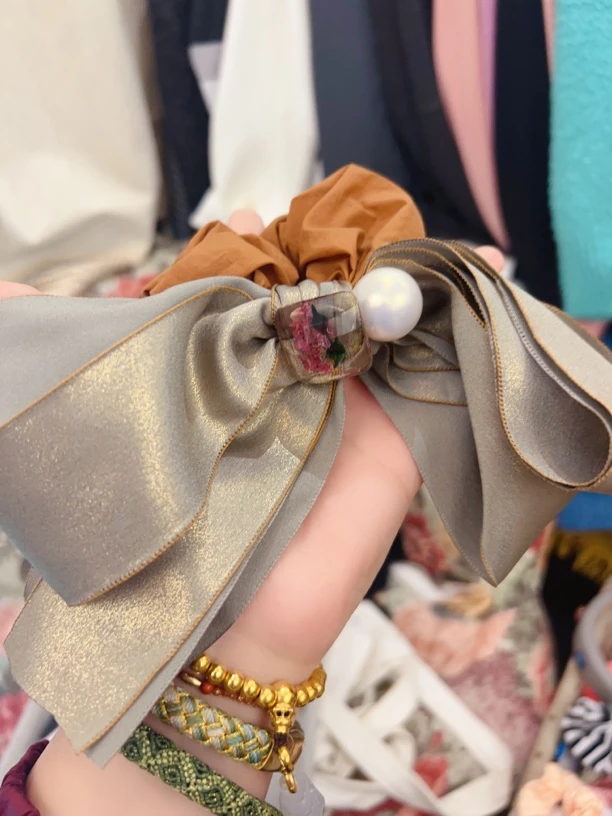 女日韩原创设计甜美风复古发圈发绳头绳轻奢抽绳御姐风