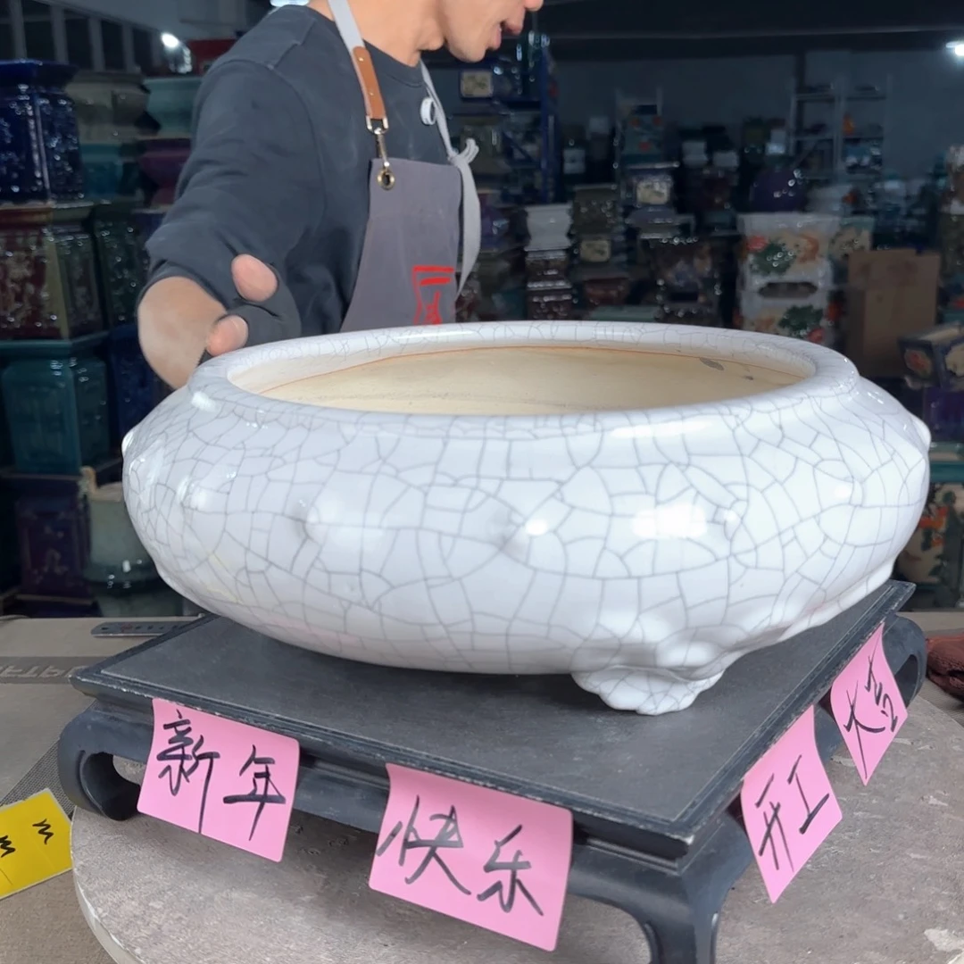 一风堂石湾花盆。高温裂微瑕