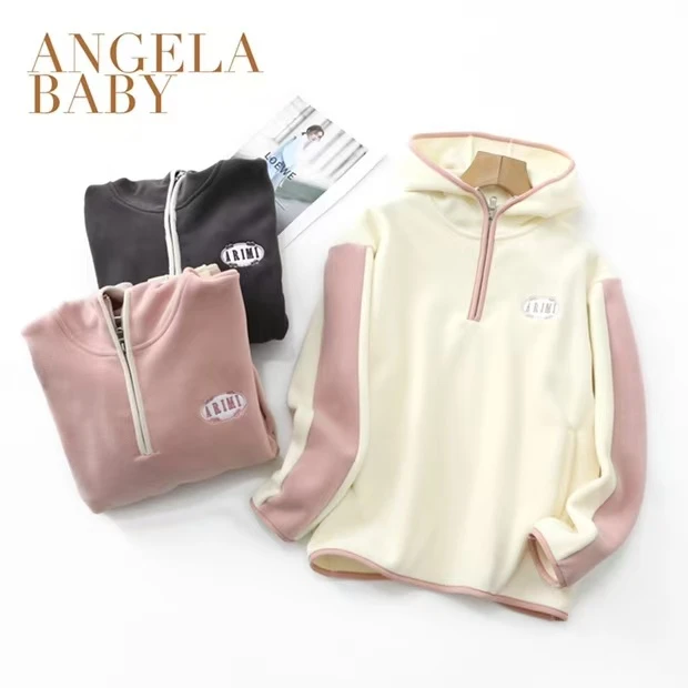 阿悄家 冬款 ARIMI奥粒绒拼色半拉链连帽卫衣#9355