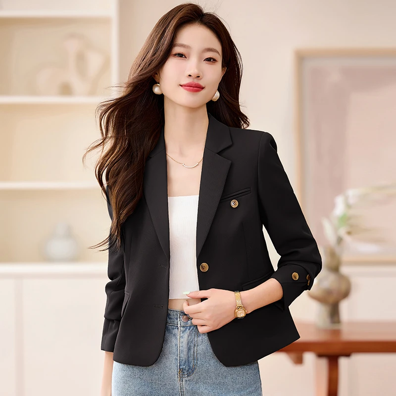 春秋新款小西装外套女短款高级感休闲气质显瘦小个子西服上衣外套