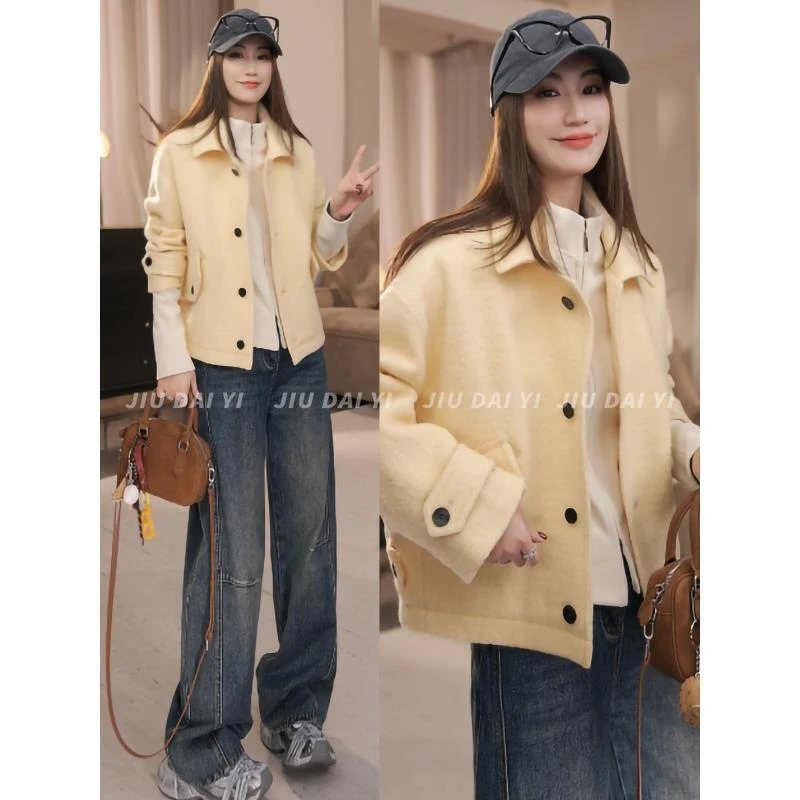 玖黛衣【绮梦鎏金】冬季穿搭羊毛宽松保暖百搭外套WTP45080