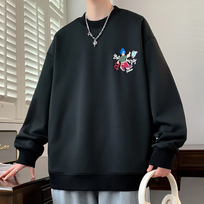 春季2025新款青少年圆领卫衣男初高中学生大童男生春款潮流打底衫