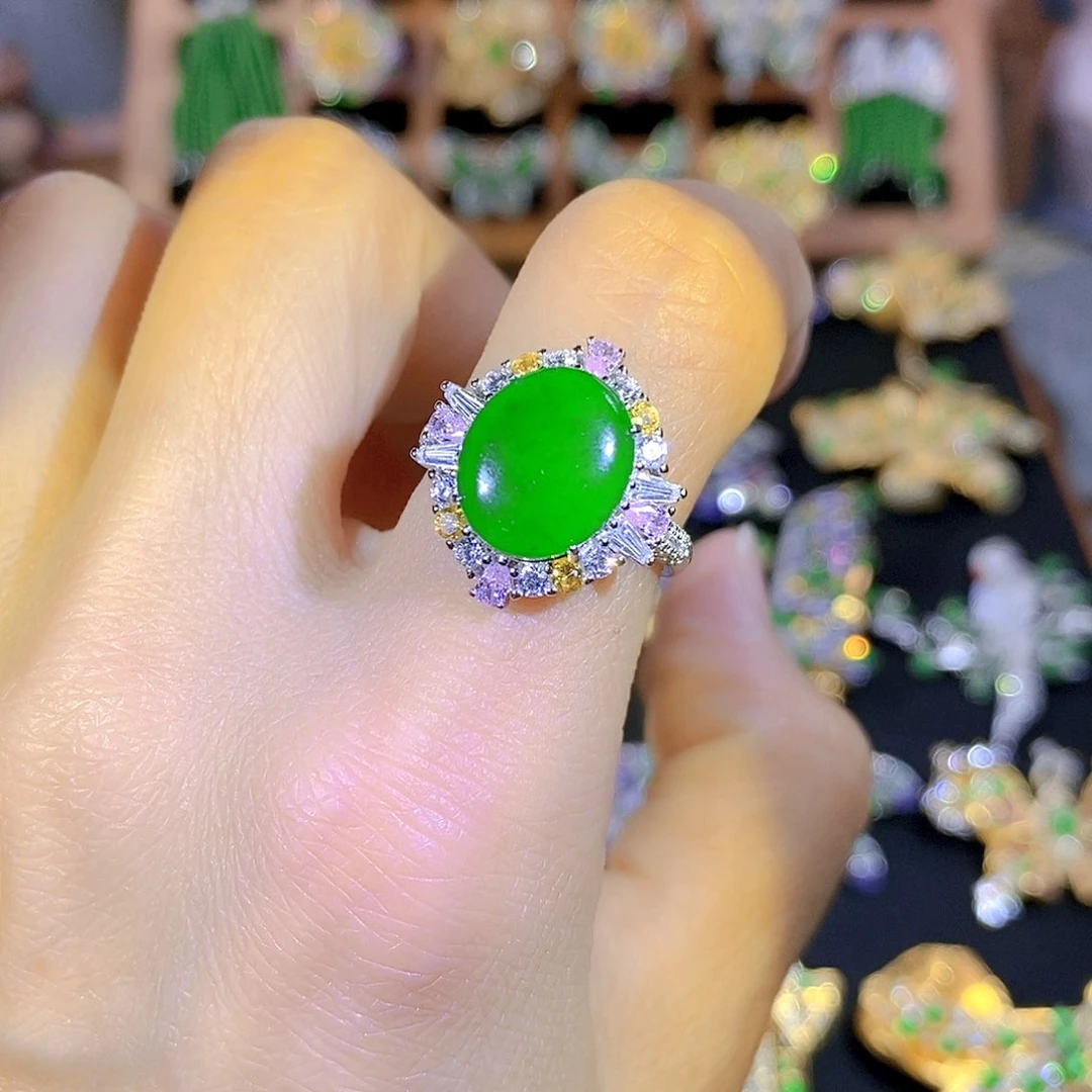 吊坠(不含链)银S925镶嵌翡翠