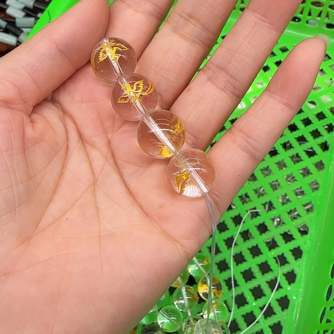 玛瑙/玉髓合金珠宝半成品白水晶14mm4颗07朱雀