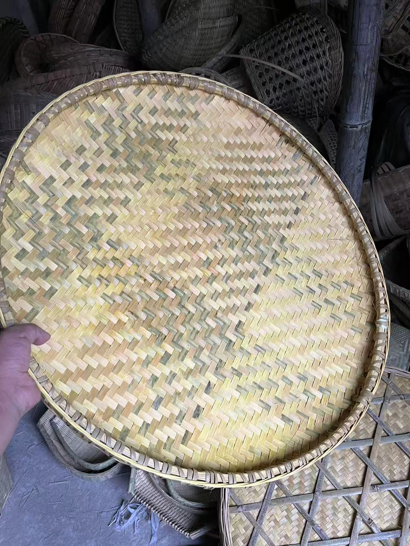 纯手工竹编有孔无孔圆簸箕竹筛家用晾晒装饰竹制品