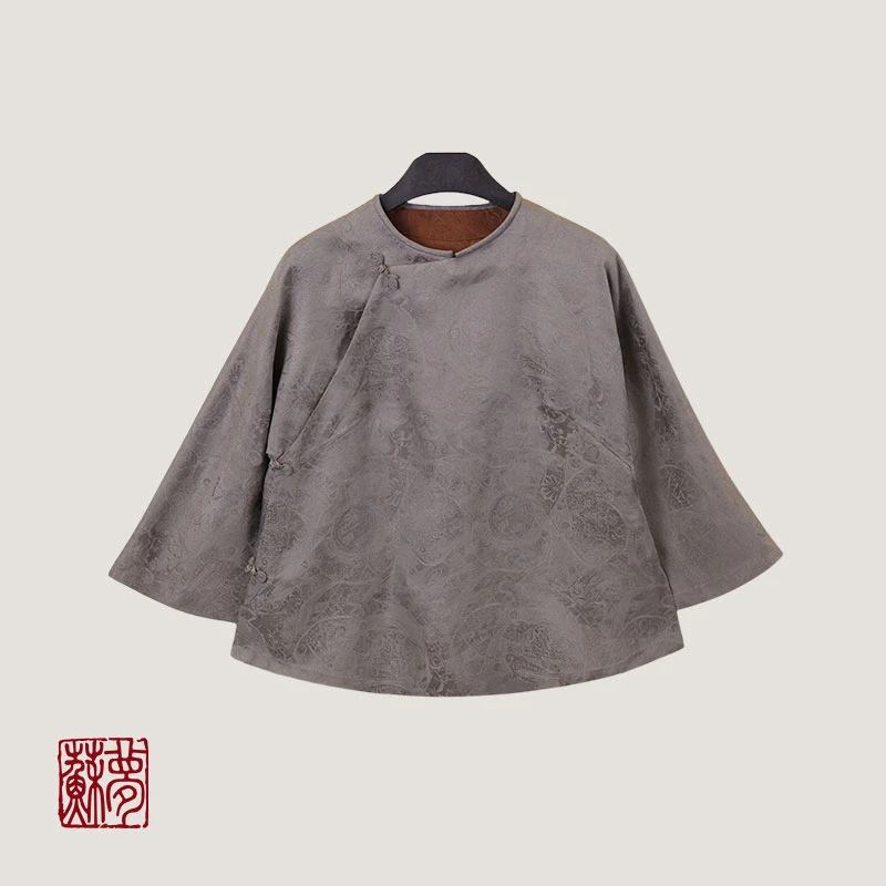 蘇夢【听琴】圆领斜襟上衣休闲薄款宽松女士外套衬衫01031001