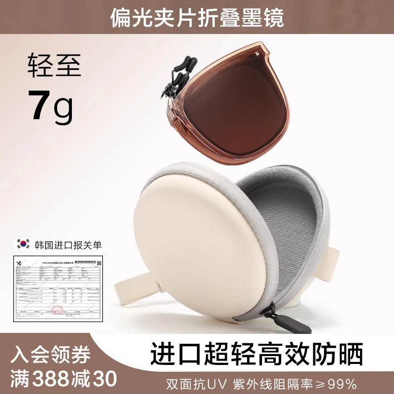 2025夏季超轻高清偏光防晒防紫外线近视专用折叠墨镜夹片太阳镜女