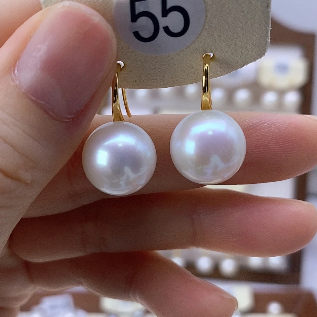 耳饰银S925镶嵌淡水珍珠