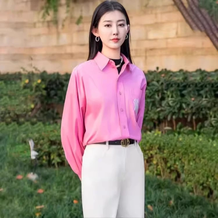 【AMSSGIRD】春秋新款宽松大版恐龙印花休闲长袖衬衫5301081