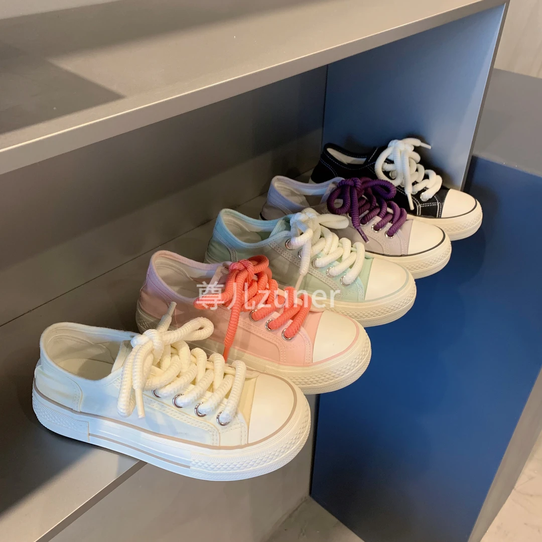 尊儿2025年春季新款糖果色平底帆布鞋小众学生软底韩版ins透气鞋