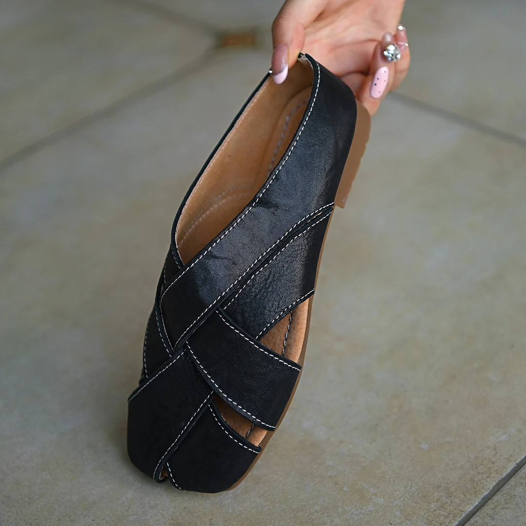 【里外全皮】2CM港风穆勒包头凉鞋女平底鞋真皮凉拖鞋女勃肯拖鞋