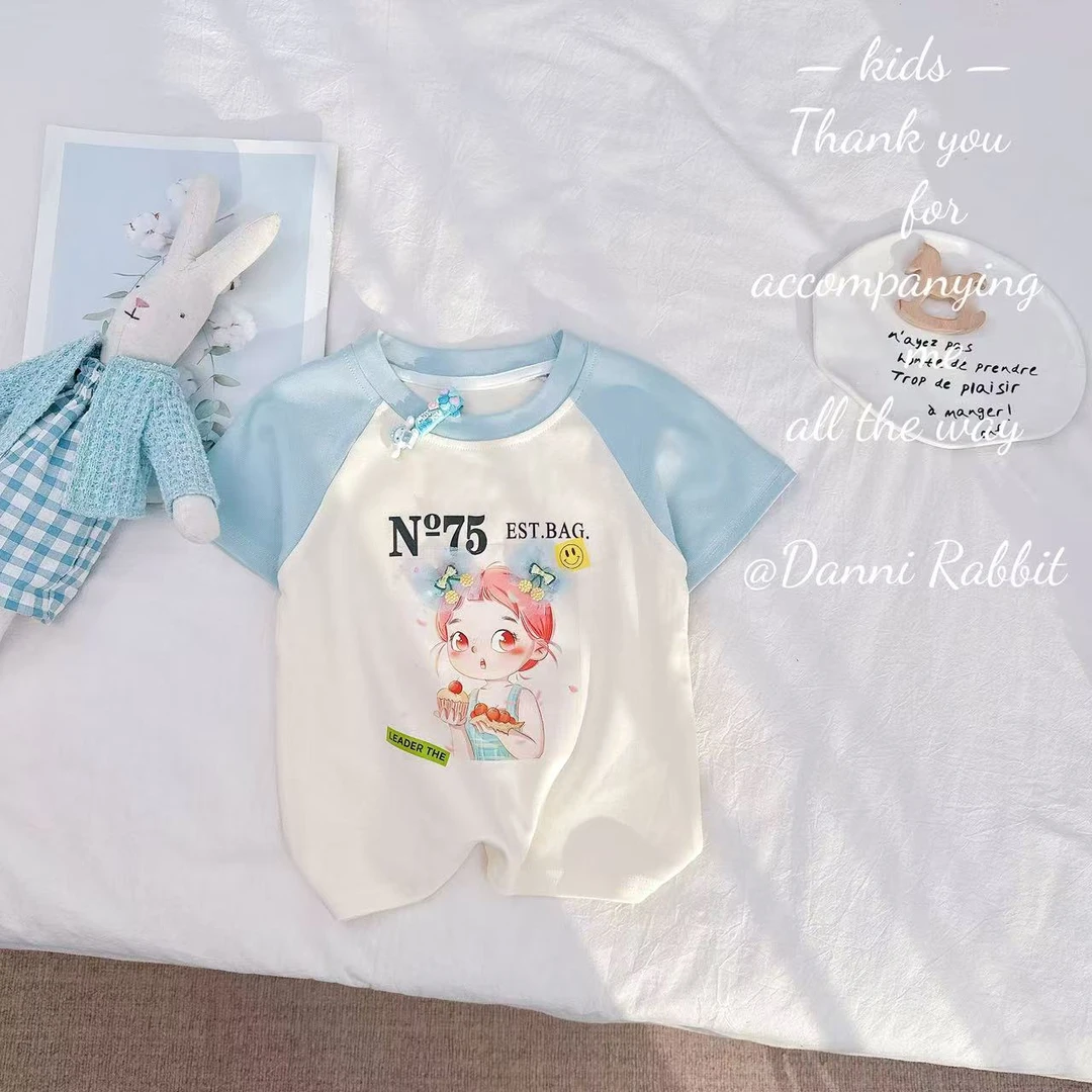 夏款*吃蛋糕的女孩+亲肤+卡通风*女童T恤 D-A279