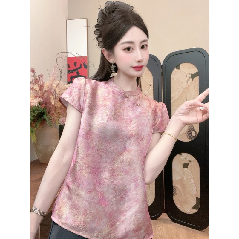 【罗兰】夏季新款气质高级百搭显瘦新中式短袖女日常宽松