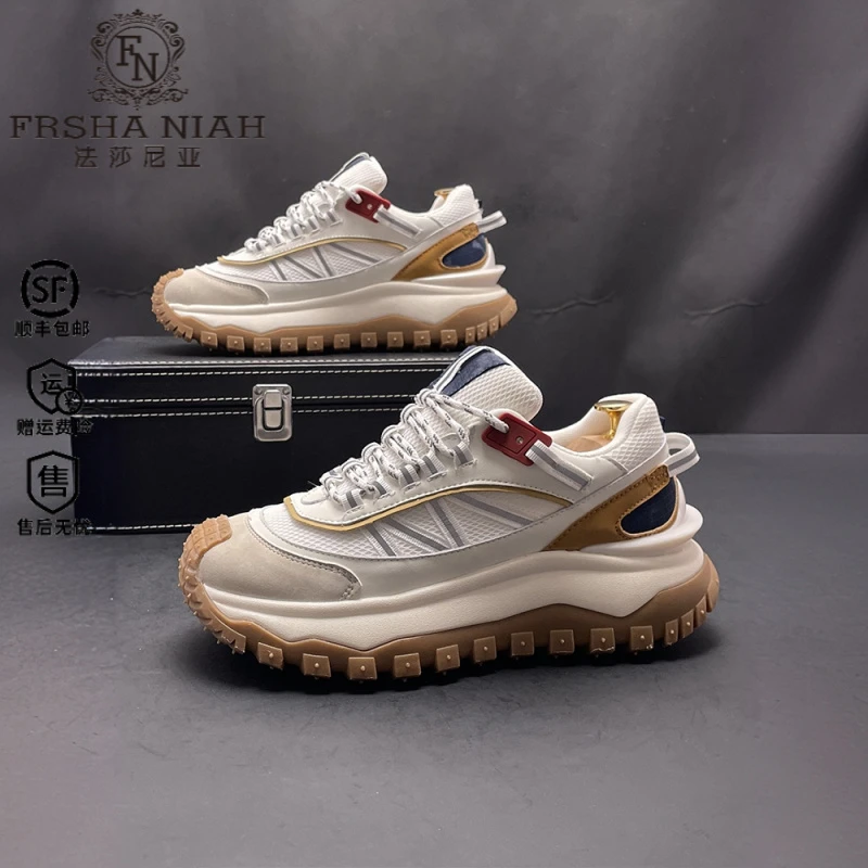 法莎尼亚老爹鞋秋男款时尚复古厚底阿甘鞋青少年内增高运动休闲鞋