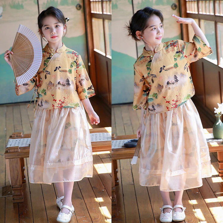 女童汉服公主裙夏装2025新款儿童新中式超仙套裙小女孩套装裙