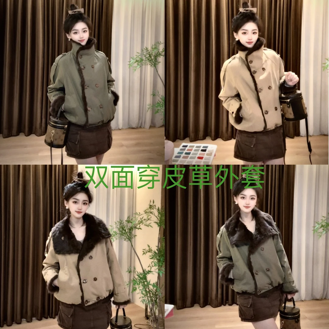 77“柏林初冬”双面穿100兔皮毛一体洋气显瘦保暖小个子派克外套