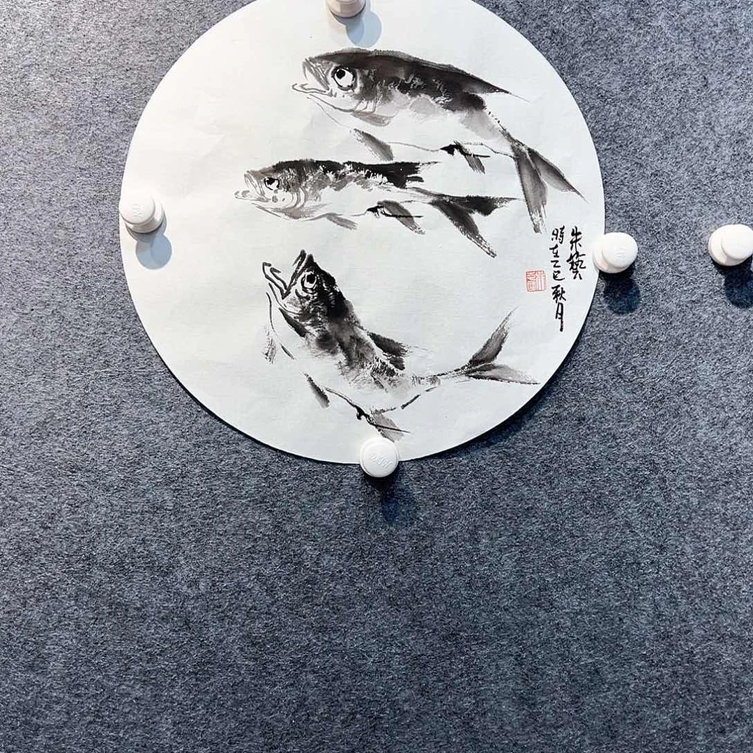 国画纯手绘画心原创