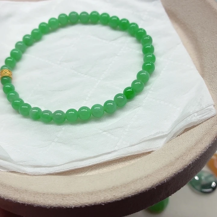 翡翠18K金镶嵌手链天然缅甸翡翠A货卡5