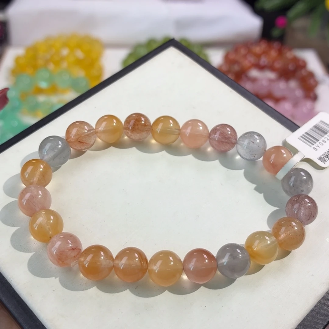 水晶未镶嵌手串彩兔毛8+