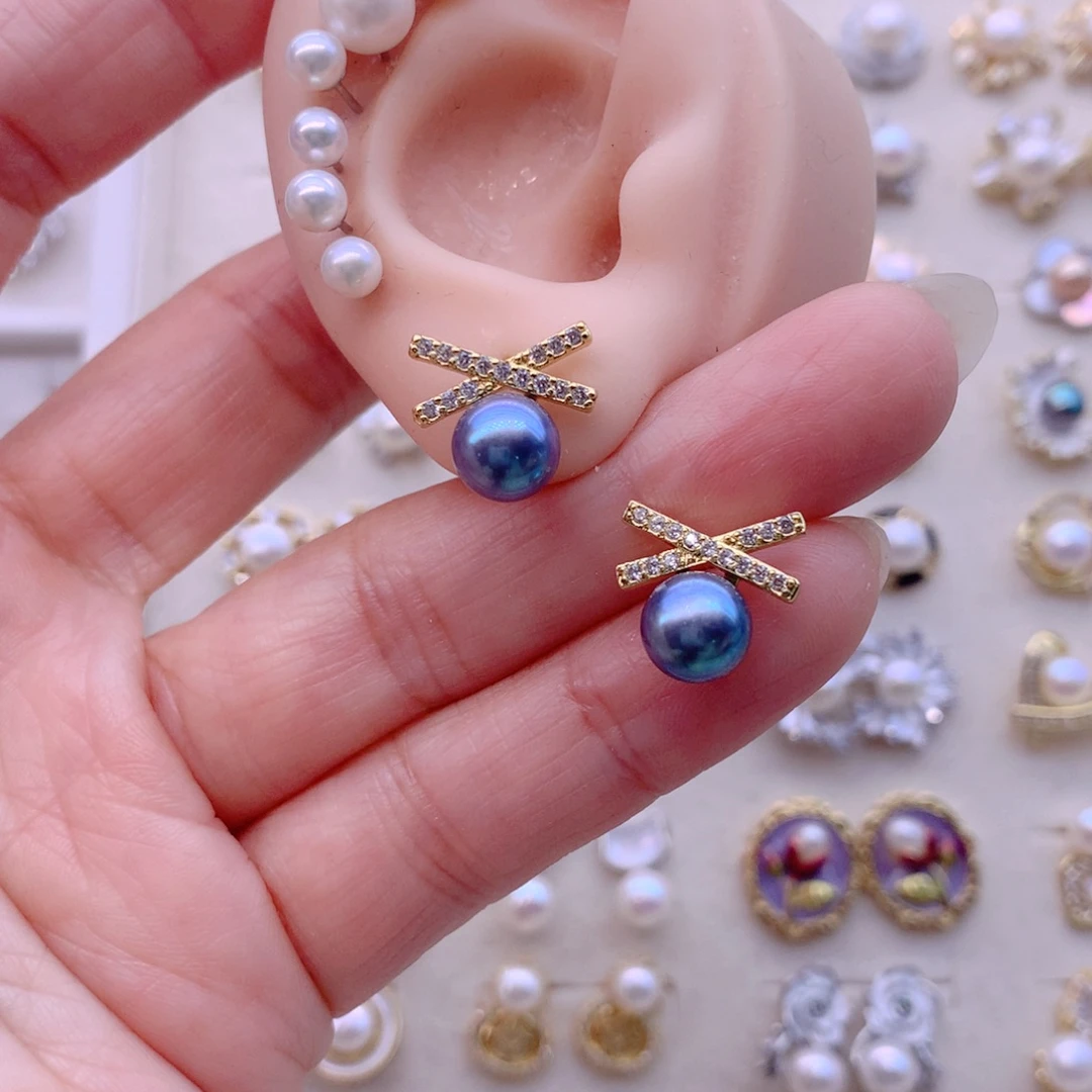 淡水珍珠合金耳饰