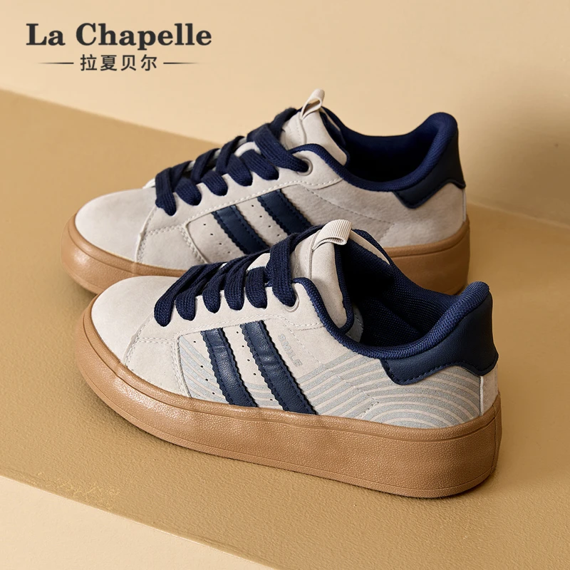 拉夏贝尔爆款小白鞋厚底百搭小众复古小众低帮时尚运动鞋板鞋新款