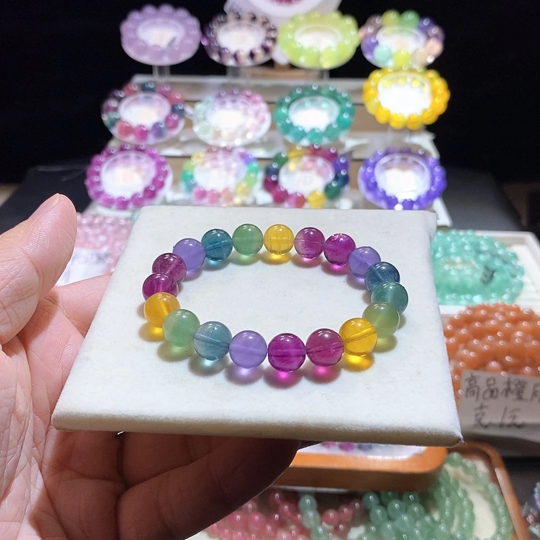手链未镶嵌萤石10mm浓艳彩虹