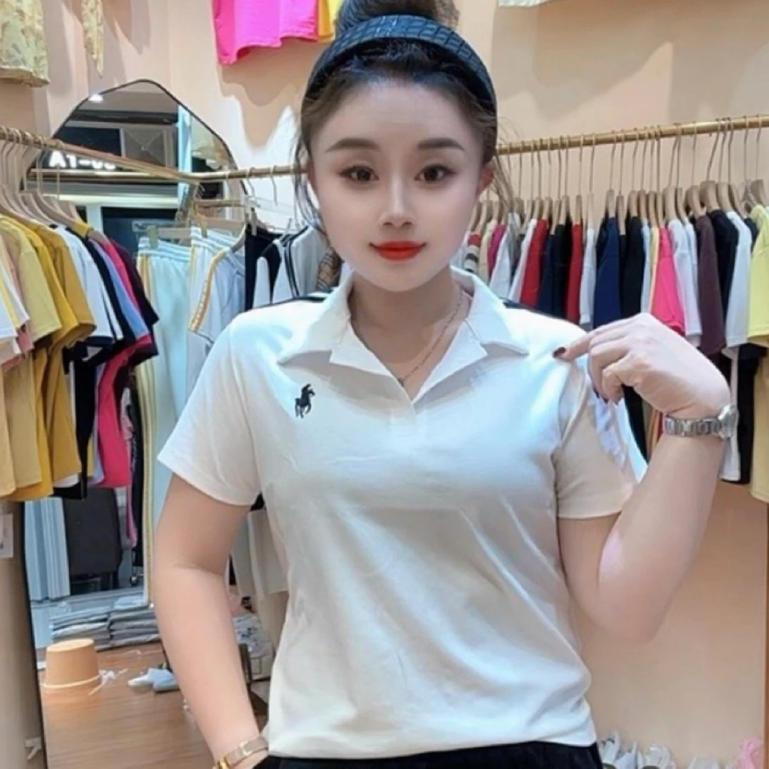 蜜姐家新款时尚百搭翻领小马刺绣修身显瘦上衣879
