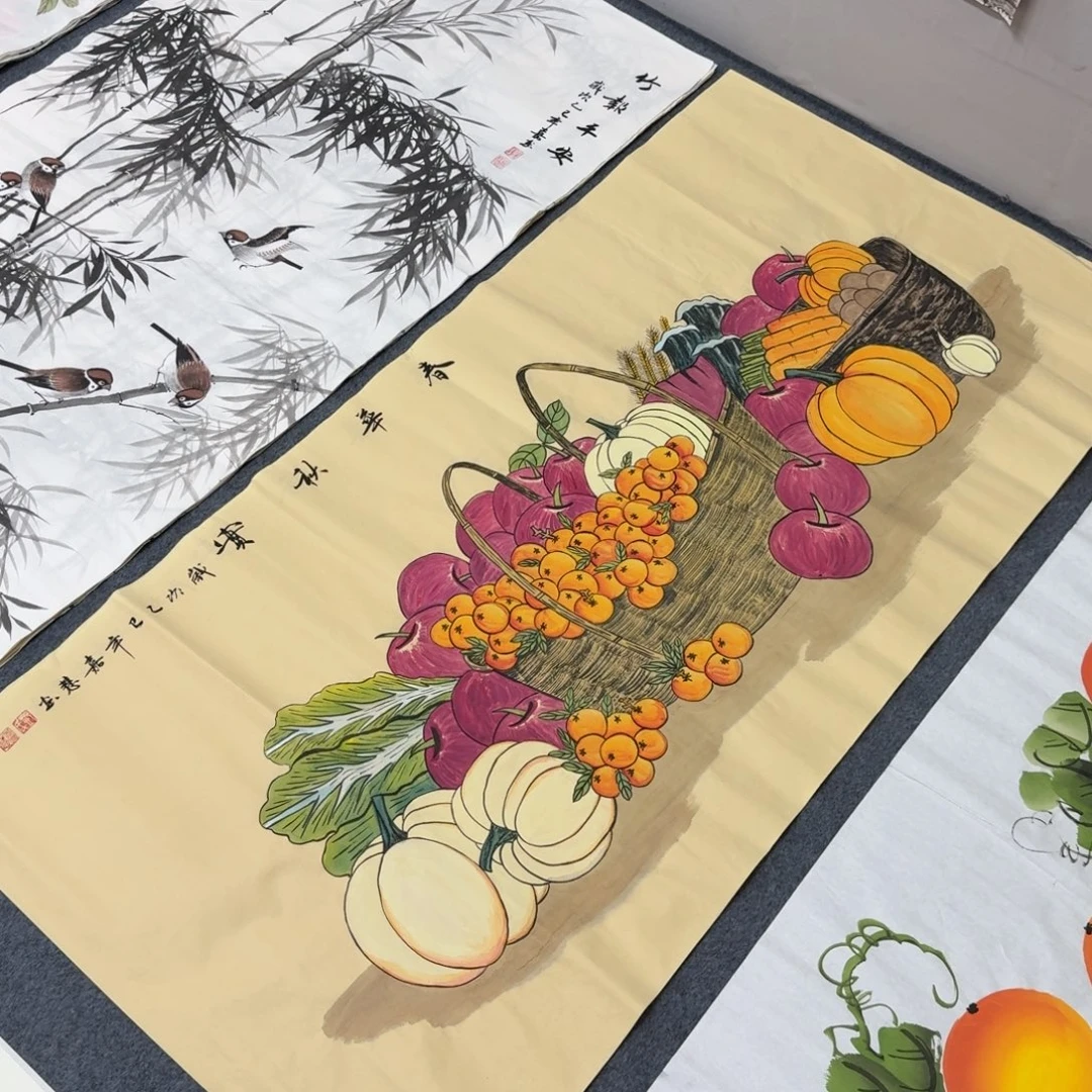 国画四尺尺寸70X140纯手绘作品