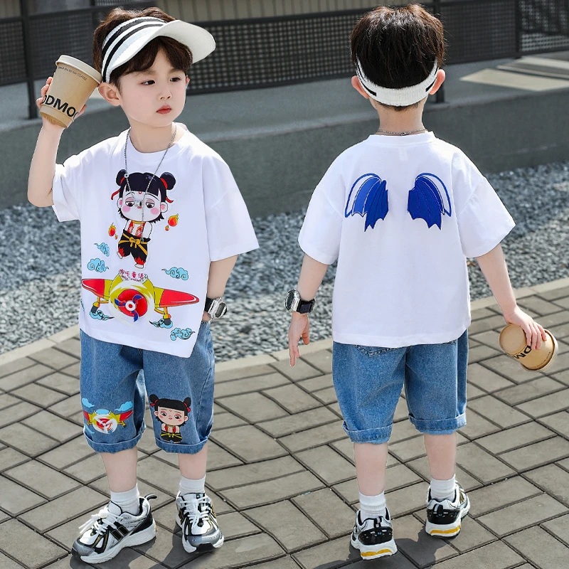 哪吒衣服男童夏季套装2025新款儿童服装宝宝夏装个性痞帅时尚童装