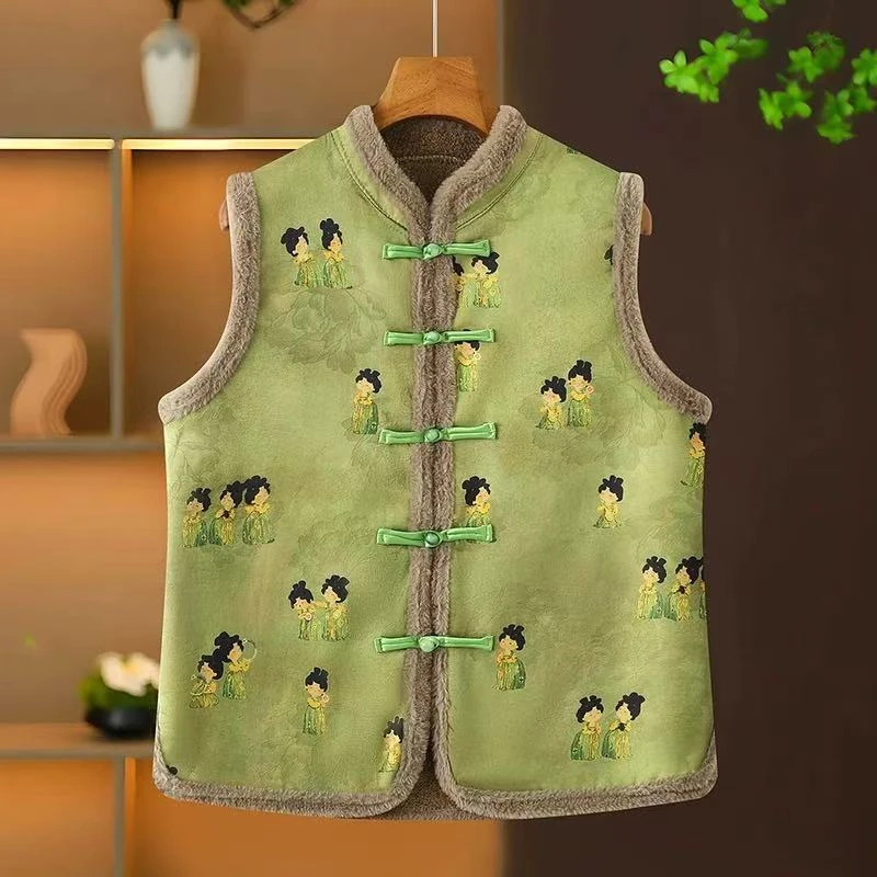 马夹上衣文艺提花秋季女款中式刺绣马甲