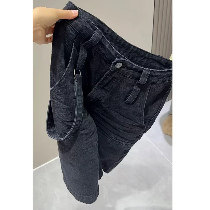 高腰直筒牛仔短裤女2025夏季新款大码洋气百搭宽松五分薄款阔腿裤