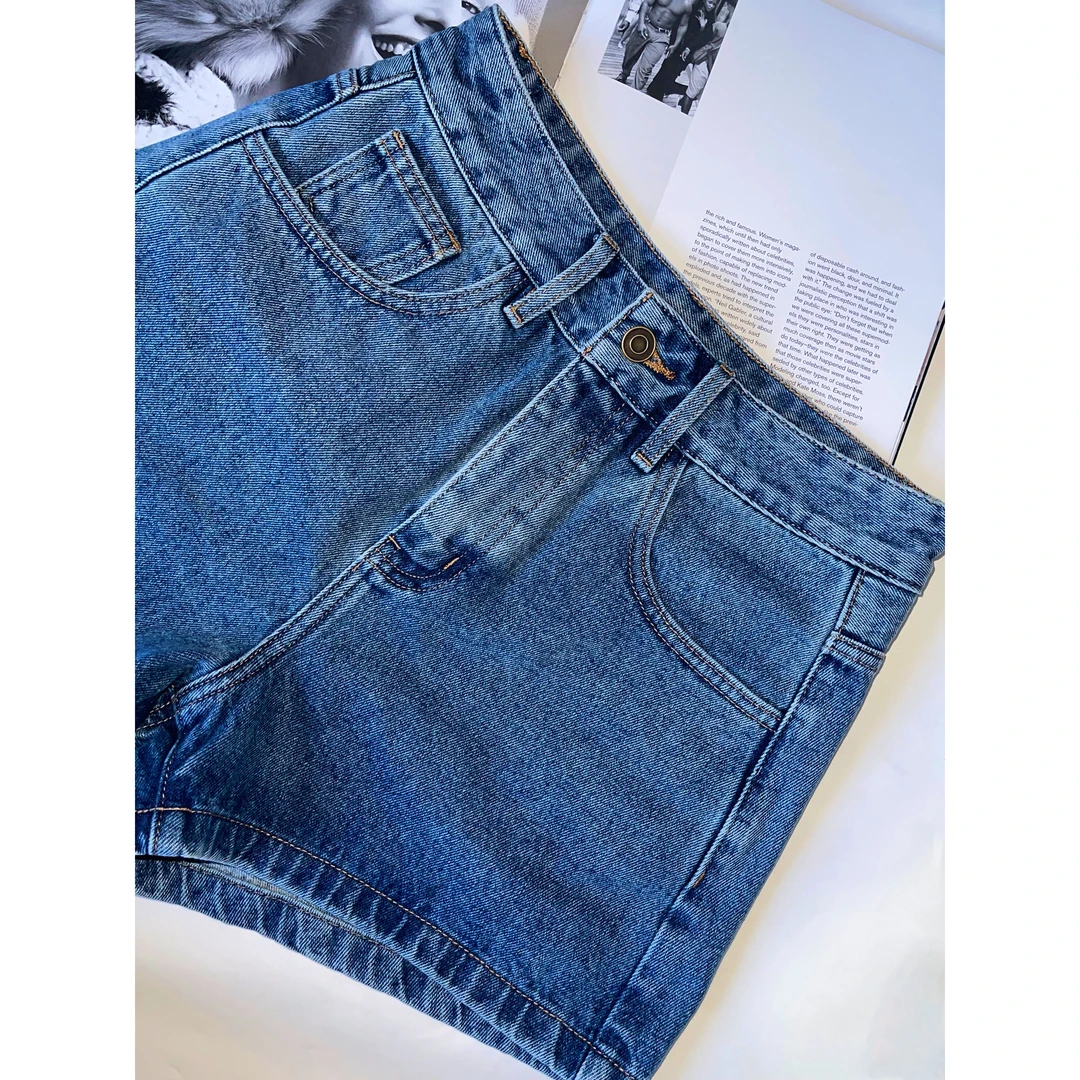 “百搭单品”巨百搭好穿复古简约牛仔短裤DB348