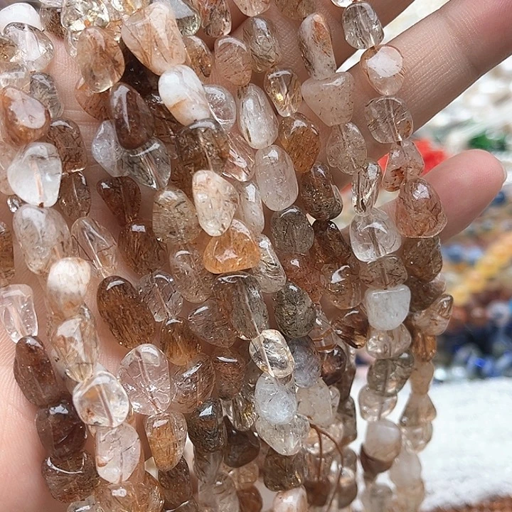 未镶嵌玛瑙/玉髓珠宝半成品一条黑晶超七随型
