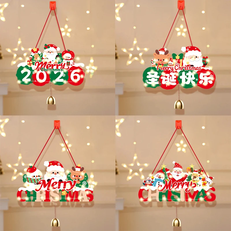 圣诞节装饰木制挂板圣诞树英文字牌挂件店铺橱窗门挂节日装饰品