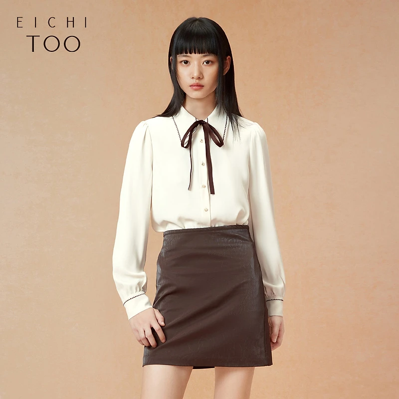 爱居兔通勤衬衫女新简约职场舒适长袖休闲上衣ENEAJ3P008A