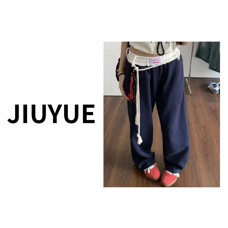 JIUYUE- 运费贴贴“七色音符” 韩单! Jennie 同款美式街舞情侣卫裤