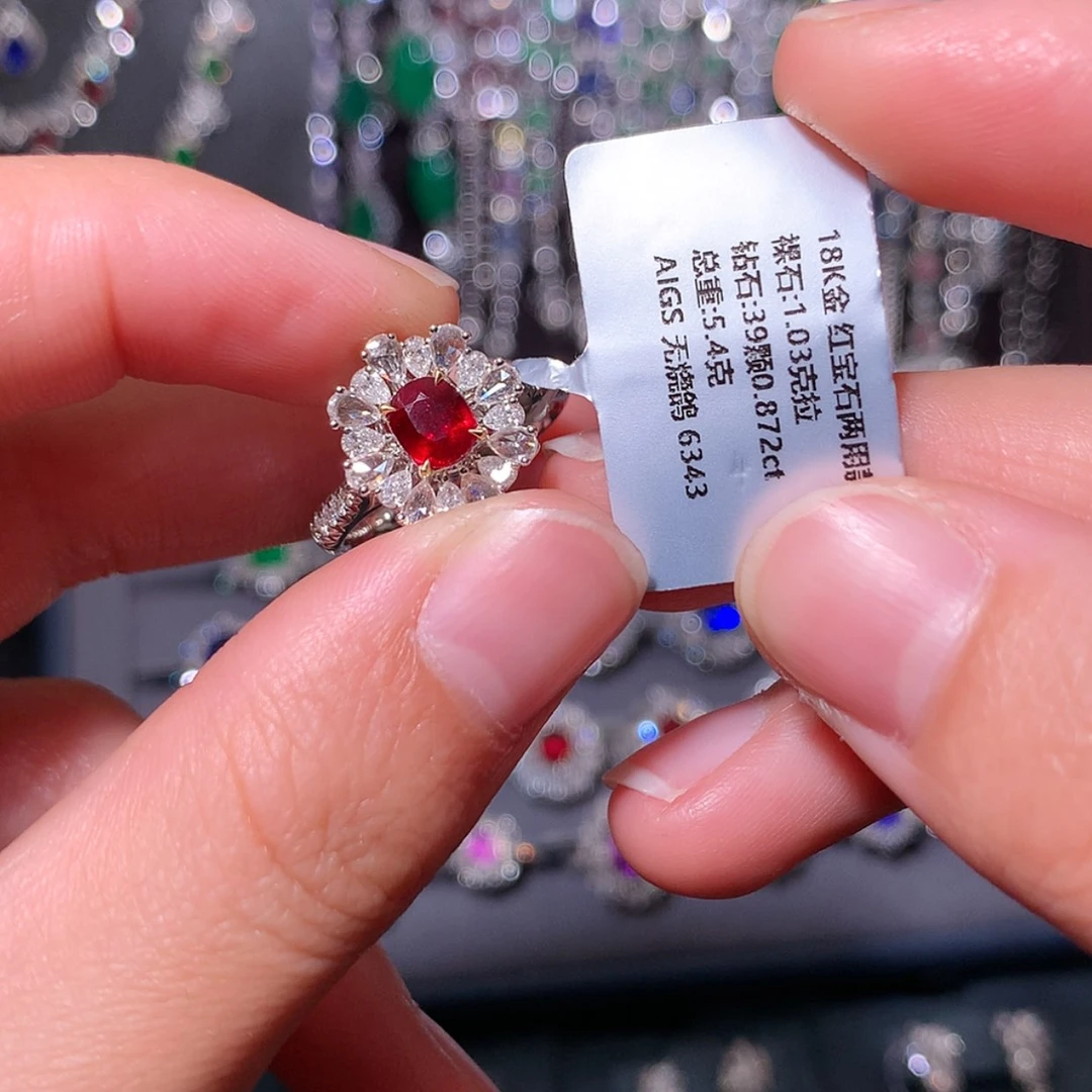 【闪购商品】红宝石戒指18K金镶嵌特秒