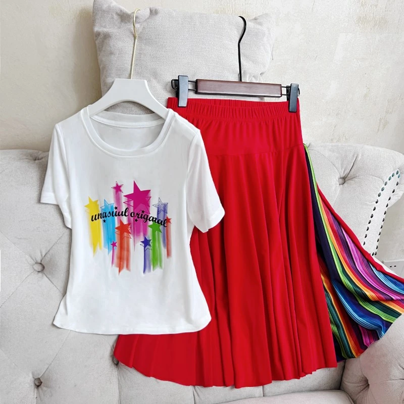 曳步舞服装上衣套装新款舞蹈服春夏季洋气运动服女短裙跳舞服中裙