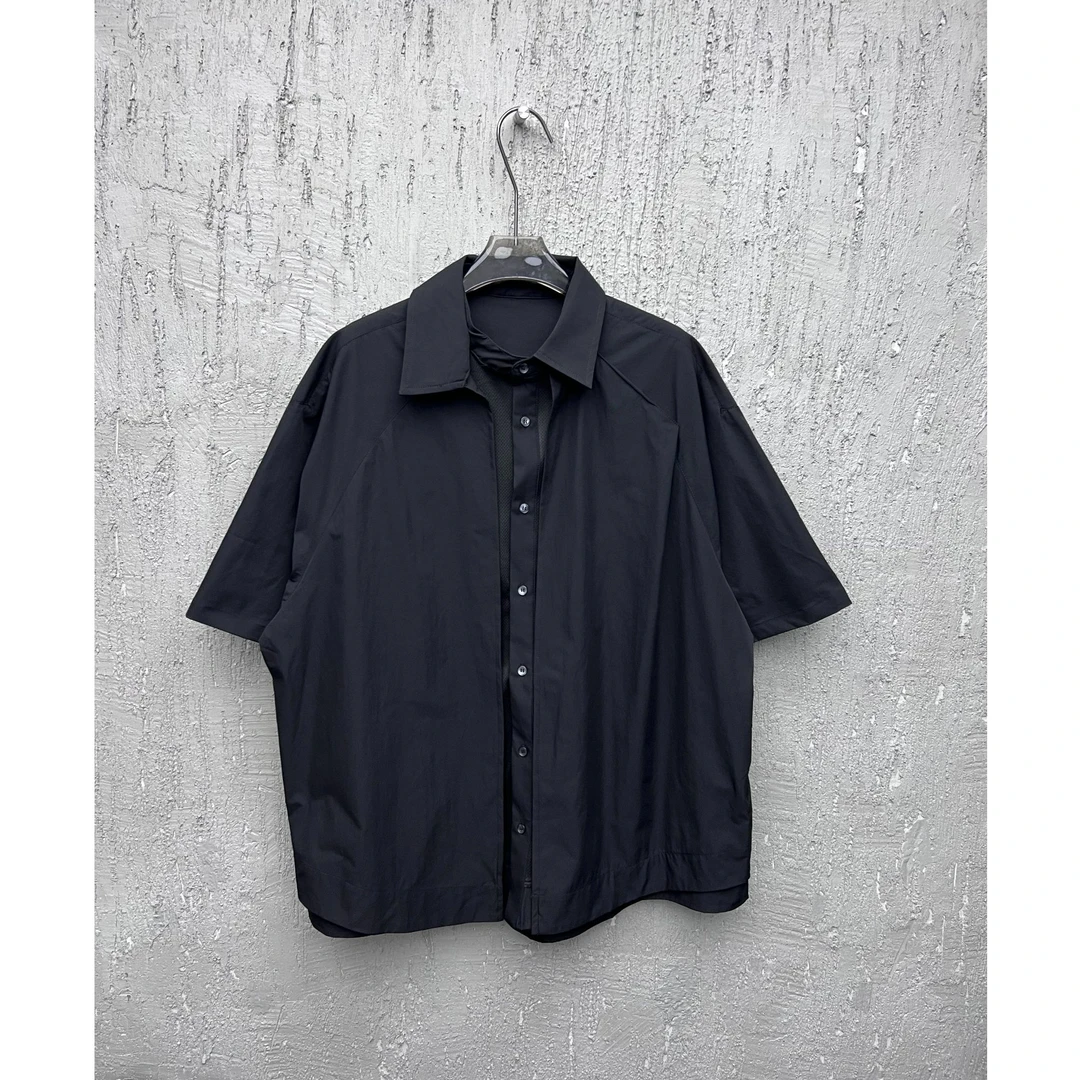 UNCLE&F 不撞衫/解构款 小众设计师款拼接网布假两件衬衫