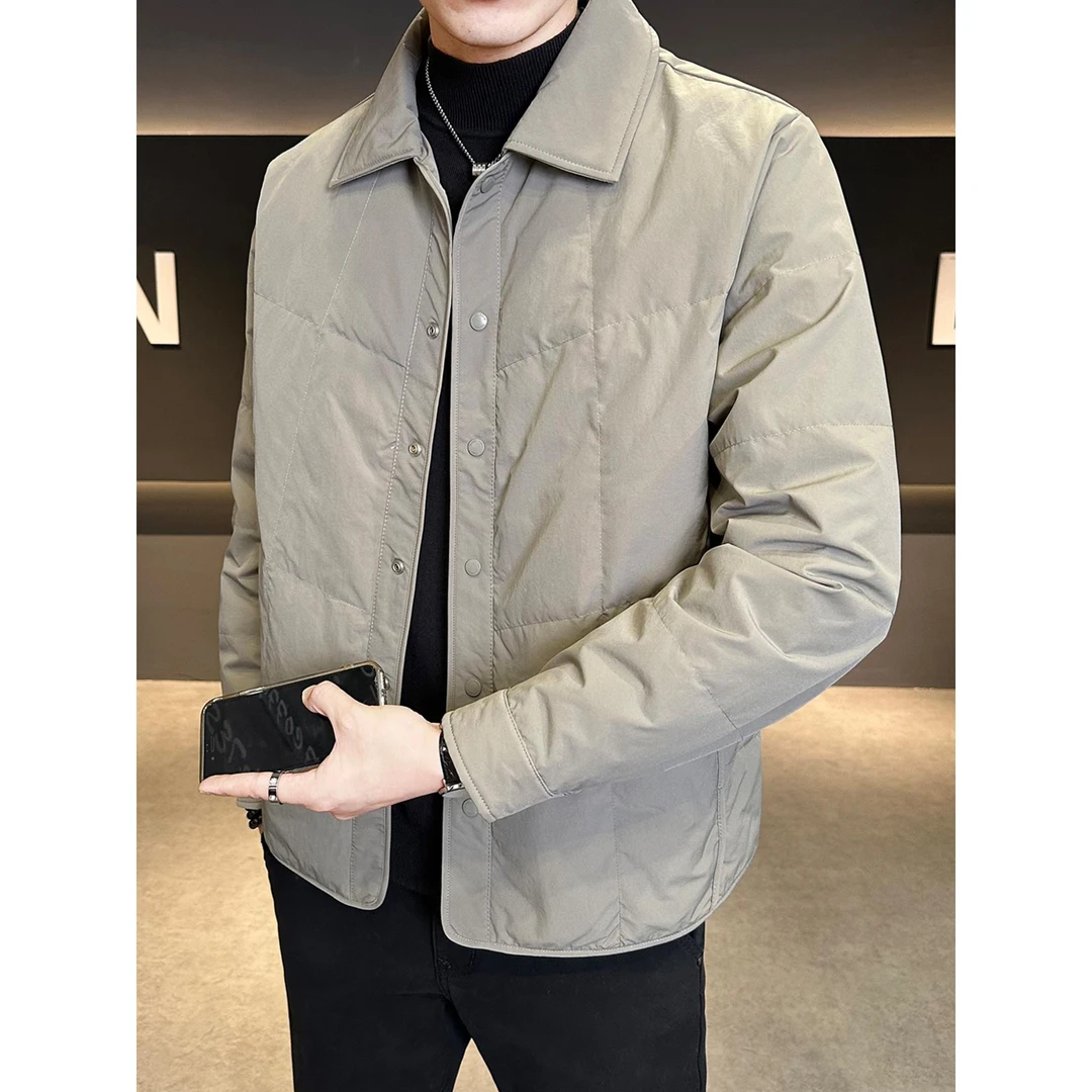 彪博轻薄款男士羽绒服冬季新款翻领潮牌短款休闲男装夹克保暖外套
