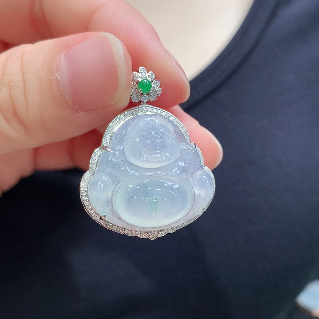 颈饰18K金镶嵌翡翠佛公
