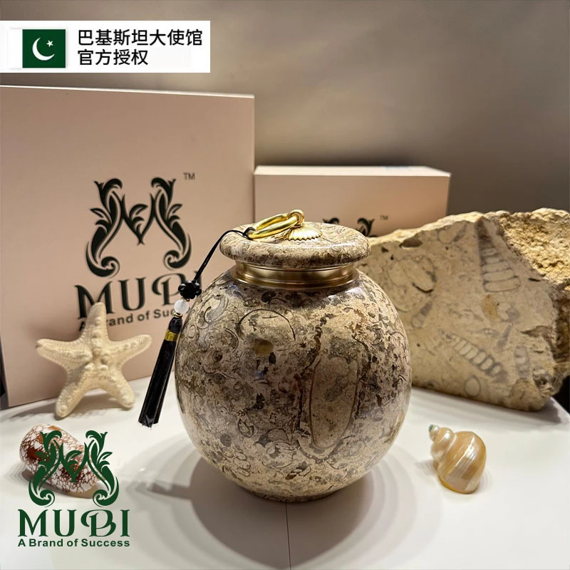 【升级胖款】巴基斯坦海底化石茶叶罐防潮密封收纳罐家用装饰茶叶罐