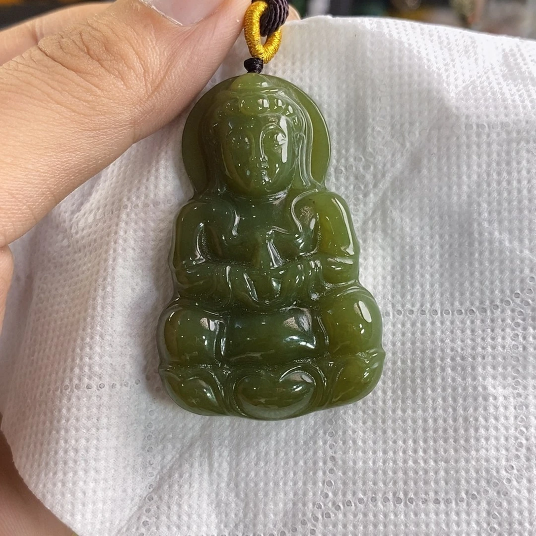 颈饰未镶嵌和田玉（黄玉）观音