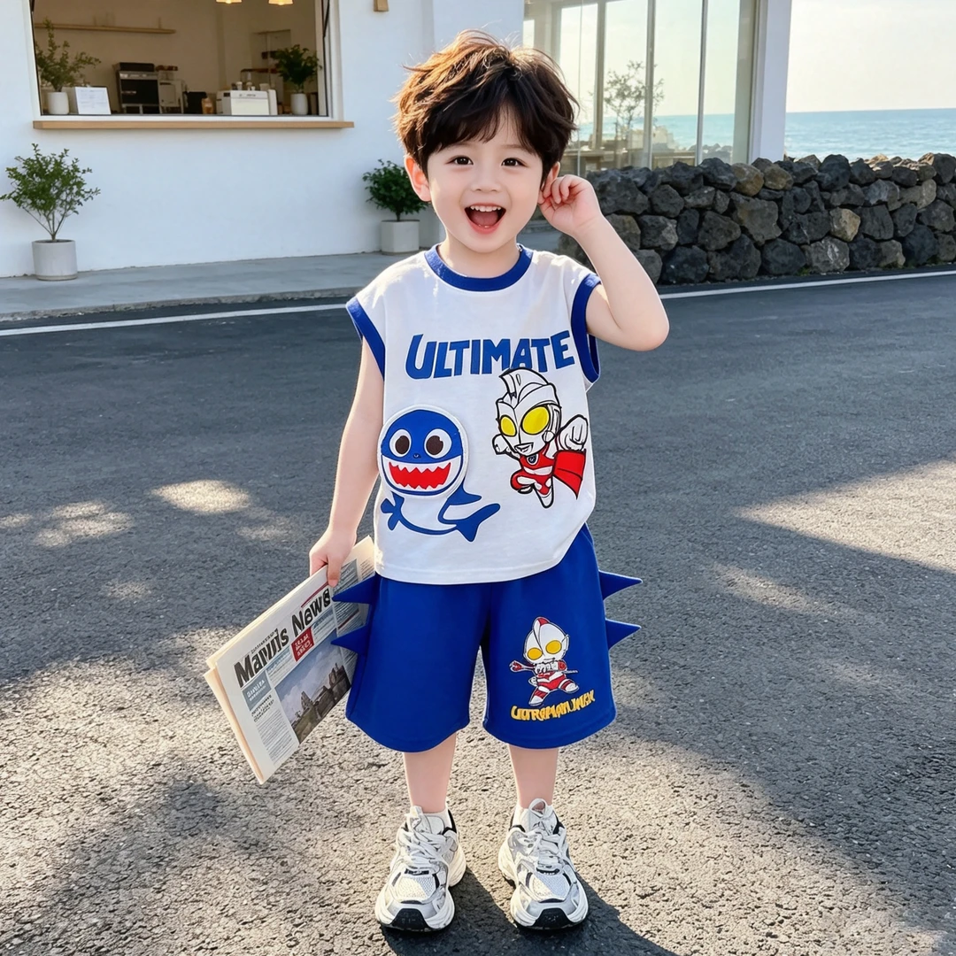 奥特曼儿童衣服套装2026新款洋气男童夏装无袖背心男宝夏款两件套