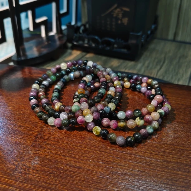 【书记甄选】天然碧玺三圈手链 多样性发一件 约5mm 196CK