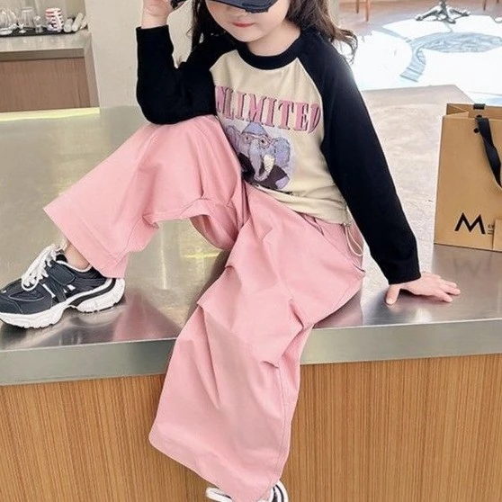 8549女童工装裤2025秋季新款洋气儿童装女宝宝春秋款运动工装裤
