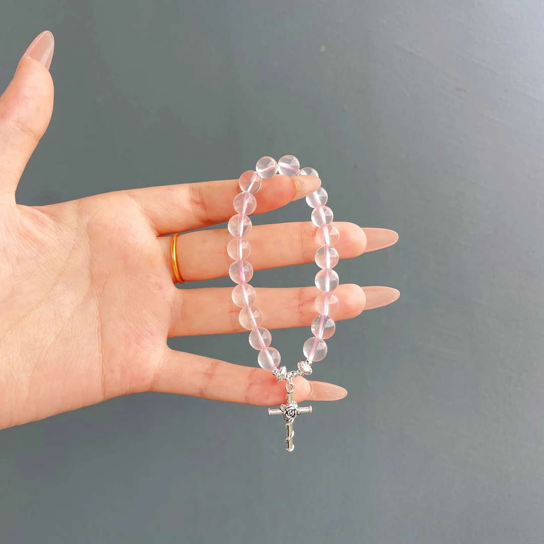 天然 卡7 莫桑星光粉水晶 吊坠 原创手串