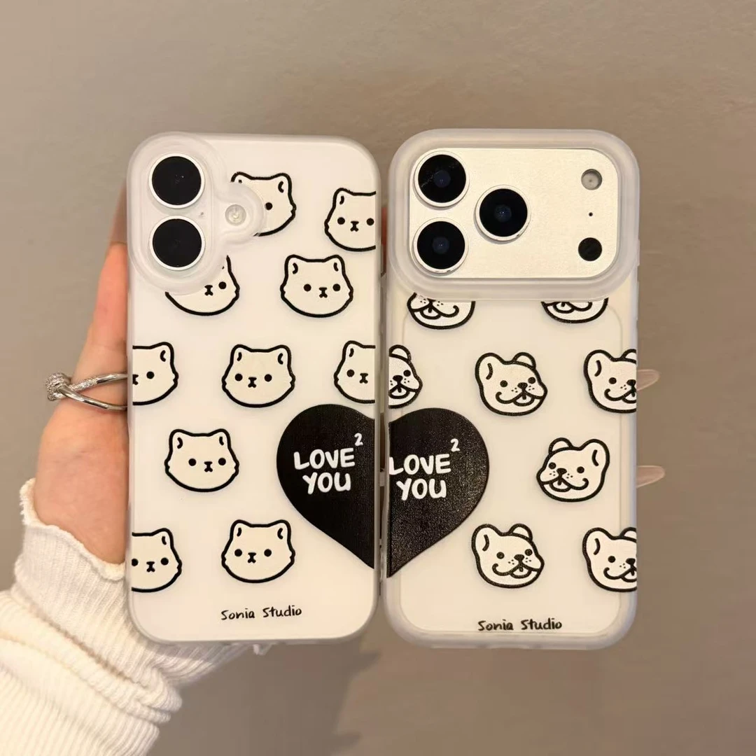 情侣爱心猫狗适用iPhone17/15/14/13promax手机壳12/11防摔