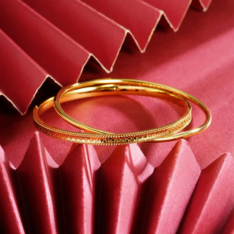 合金手镯 波点纹双圈手镯不掉色简约百搭高级感气质轻奢