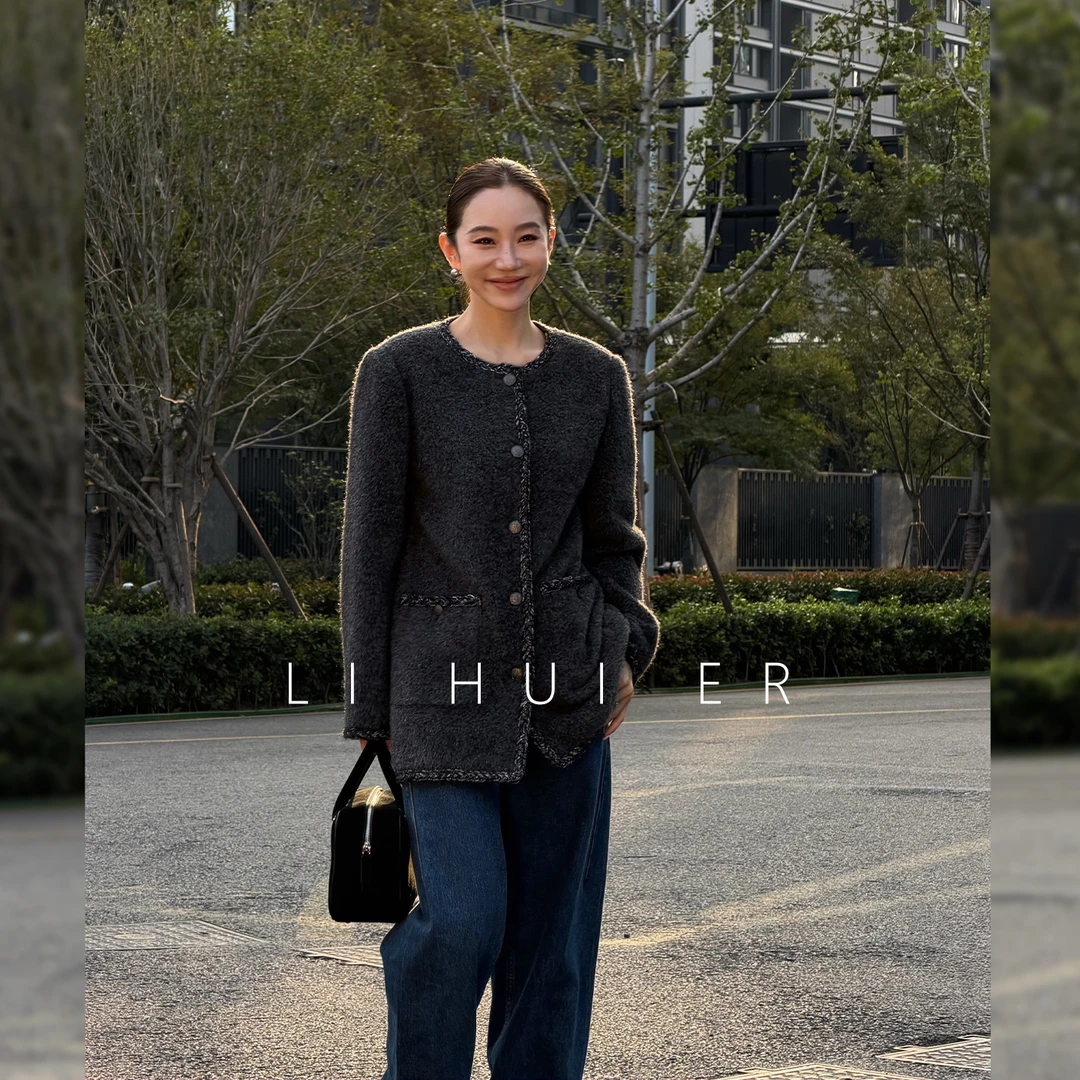 LiHuiEr李慧儿【珐琅华章】秋冬百搭气质时尚气质灰外套LL0251222